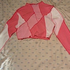 Pink Inside Out Cropped Long Sleeve Tee